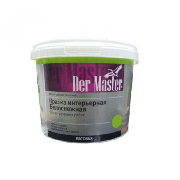 Краска интерьерная белоснежная 1,5кг DER MASTER