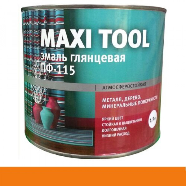 Эмаль ПФ-115 алкидная глянцевая оранжевая 1,9кг MAXI TOOL