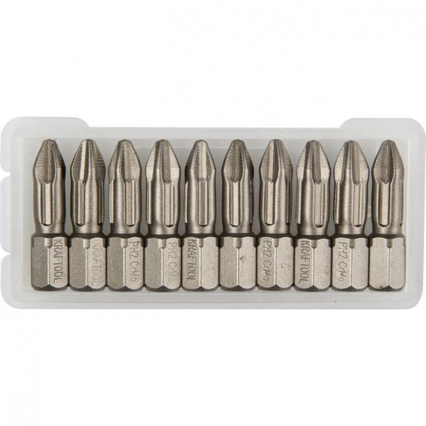 KRAFTOOL PH2, 10 шт., 25 мм, кованые профессиональные биты X-DRIVE 26121-2-25-10