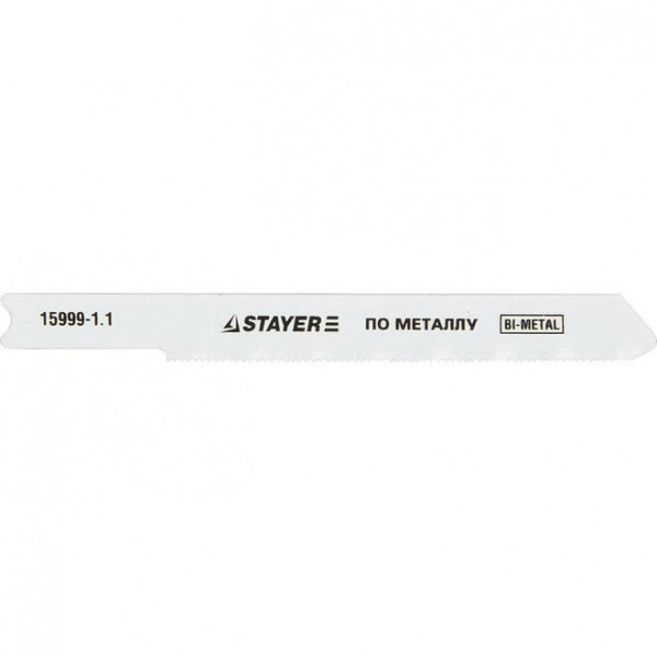 STAYER по металлу (листовой, цветной), US-хвостовик, шаг 1.1 мм, 50 мм, 2 шт., полотна для эл/лобзика Bi-Metal 15999-1.1_z01 Professional