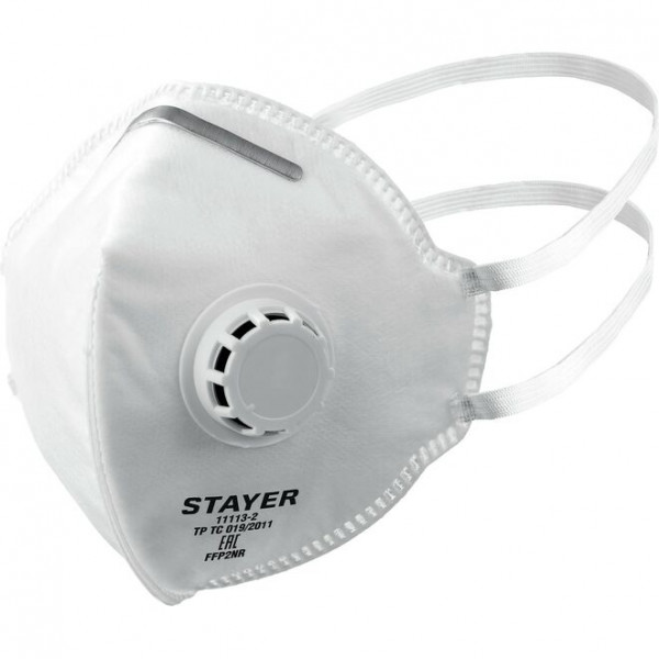 STAYER класс защиты FFP2, с клапаном, плоская, полумаска фильтрующая 11113-2_z01